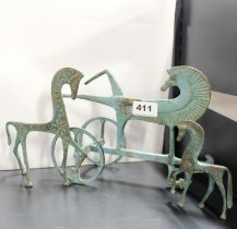 Three classical bronze horse figures, tallest H. 18cm.