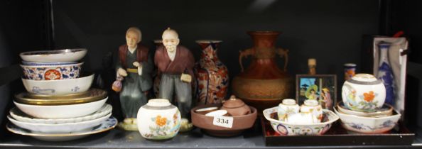 A quantity of Japanese and other oriental ceramic items, tallest 22cm.