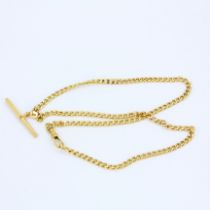 A 9ct yellow gold (marked 375) T-bar watch chain.