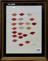 Andy Warhol, framed lithograph "lips", frame size 34 x 32cm. An art print c. 1959.