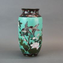 19th century Japanese cloisonne on cooper vase (some restoration), H. 30.5cm.