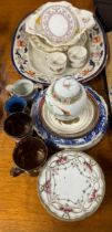 A Victorian meat plate and other good china items.