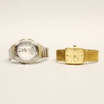 A gents gold plated Rotary wrist watch with a Casio wrist watch.