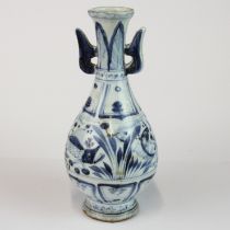 A Chinese provincial hand painted and glazed stoneware vase, H. 26cm.