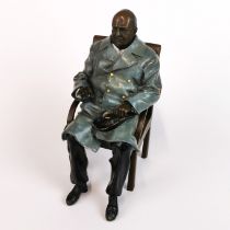 A cold painted bronze figure of Sir Winston Churchill, H. 17cm.