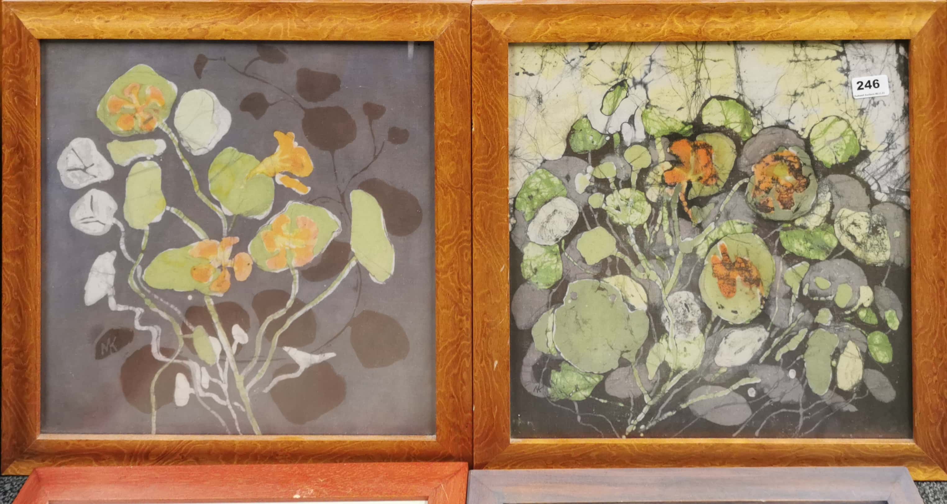 A pair of framed Batik and other artworks, 51 x 49cm. - Image 3 of 3
