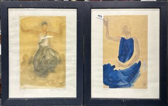 Auguste Rodin. Pair of numbered framed lithographs. Frame size 46 x 66 cms.