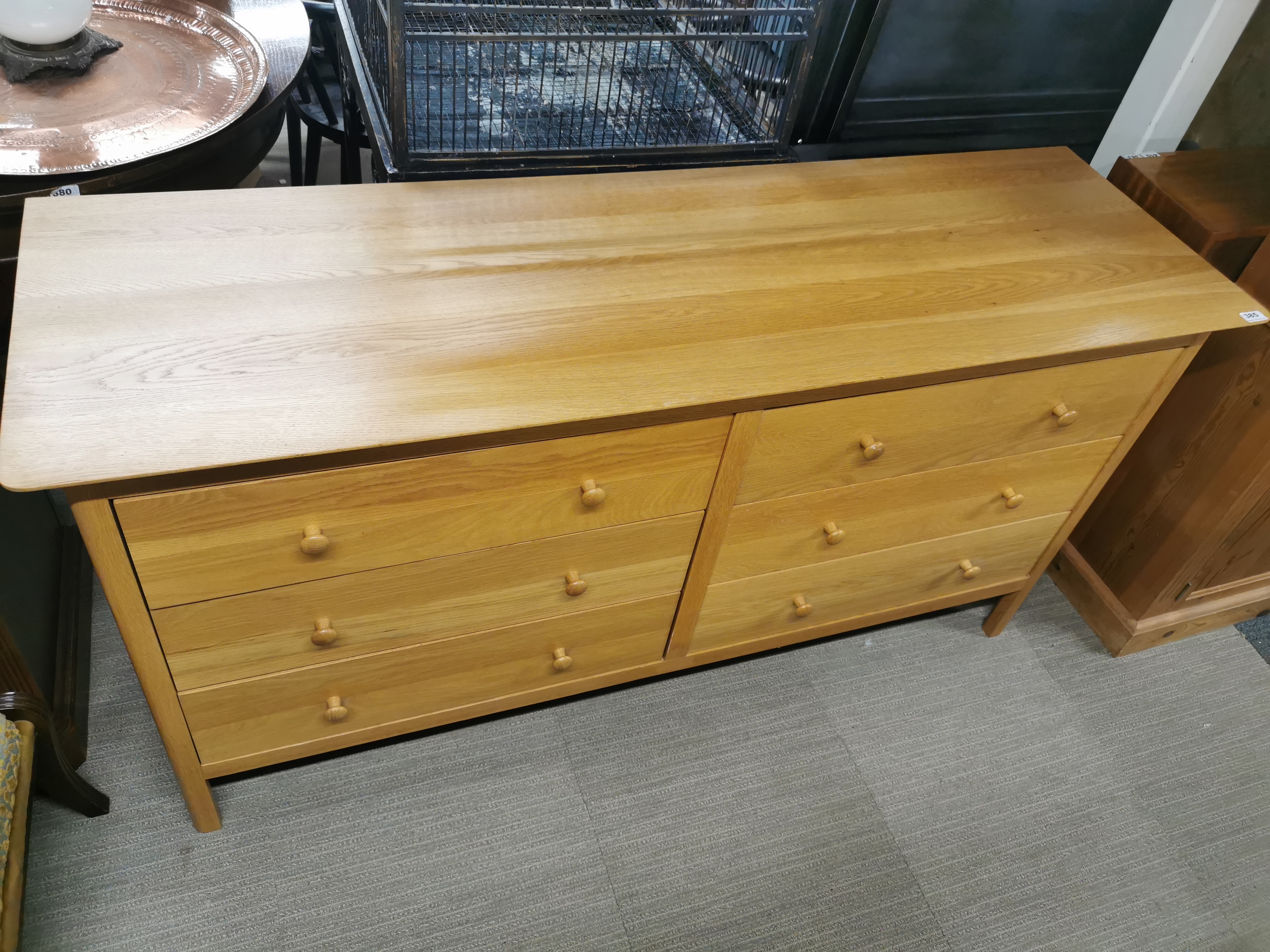 A light oak sideboard/ double chest of drawers with six drawers, 165 x 85 x 52cm. - Image 2 of 3