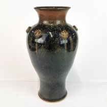A Song dynasty style black and brown glazed pottery vase, H. 23cm.