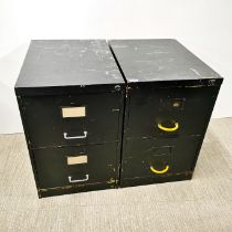 Two similar metal filing cabinets with different handles, 71 x 63 x 46cm.
