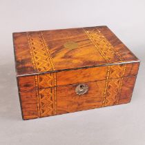 A 19th century Tunbridge decorated walnut veneered writing slope, 30 x 22 x 13cm.