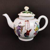 An early Chinese hand painted porcelain teapot, H. 14cm.