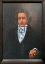 George Tincu ( Contemporary British ) large framed oil on canvas of Beethoven. Frame 84 x 109 cms.