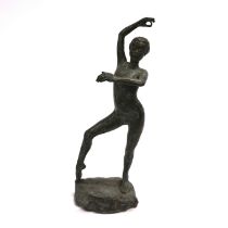 A bronze figure of a Spanish dancer, with indistinct signature, but looks like Christine Baxter,