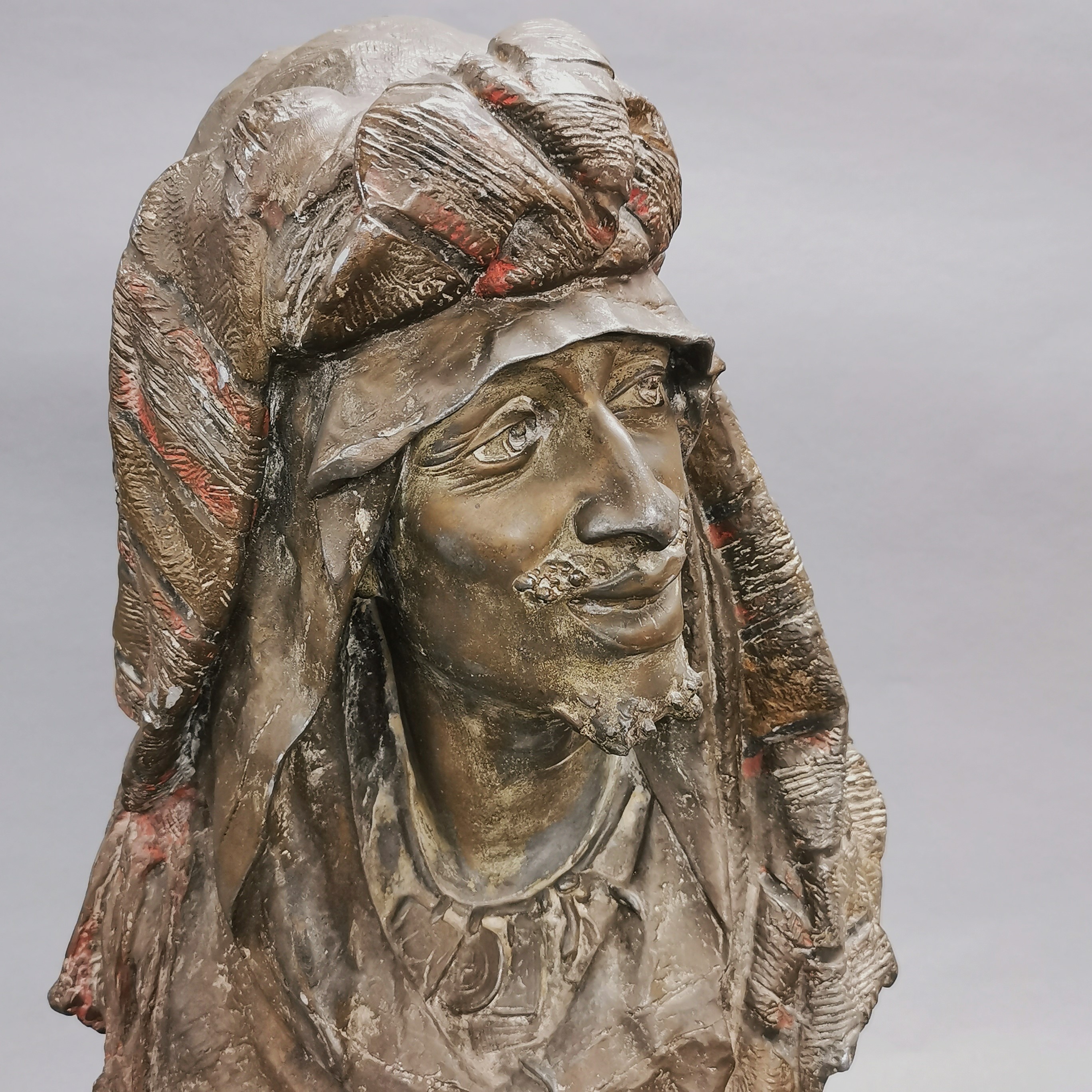 A large cast spelter bust of an Arab, H. 54cm. - Image 2 of 3