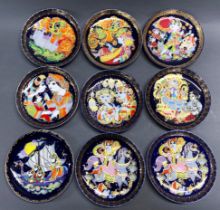A group of nine Rosenthal porcelain plates depicting stories of Aladdin and Sindbad, Dia. 16cm.