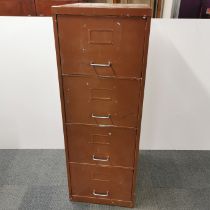 A painted four drawer metal filing cabinet, H. 133cm. D. 62.5cm.