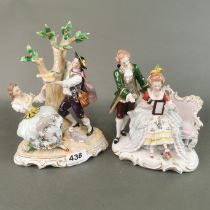 Two Sitzendorf porcelain group figures, tallest H. 23cm.