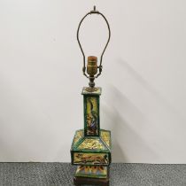 An early 20th century oriental ceramic table lamp base, H. 60cm (with shade).