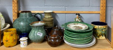 A quantity of mixed china items including Victorian leaf plates.