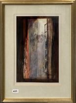 A framed oil on artist's board behind glass 'Sunlight curtain' signed Colin Kent ( British b.