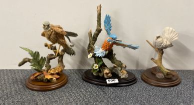 Three Country Artists bird figures, tallest H. 27cm.