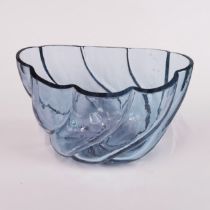 An unusual lavender coloured glass jelly mould/bowl, W. 20cm, H. 12cm.