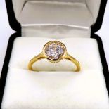 Gold On Sterling Silver Swarovski Zirconia Solitaire Ring New With Gift Pouch. A gorgeous ring in s