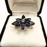 Sterling Silver Sapphire Ring 6cts New With Gift Box. A stunning sterling silver ring set with 8 x 8
