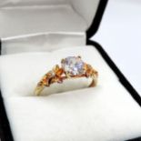 Gold On Sterling Silver CZ Solitaire Ring New With Gift Pouch. A gorgeous ring in sterlling silver w
