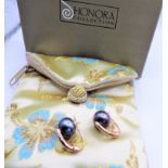 Honora Rose Gold on Silver Cultured Pearl Earrings New with Gift Box. A lovely pair of rose gold on