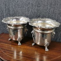 A pair of silver plated ice buckets, H. 21cm.