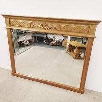 A heavy quality, carved gilt wood over mantle mirror, 127 x 103cm.