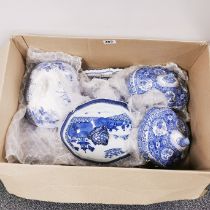 A group of Victorian meat plates and tureen lids with wall hangers.