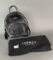 A Kellie black leather backpack by Osprey of London, W. 24cm.