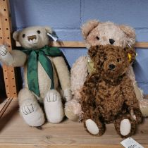 A Steiff teddy bear, L. 32cm. Together with a Winston bear and a Harold bear.