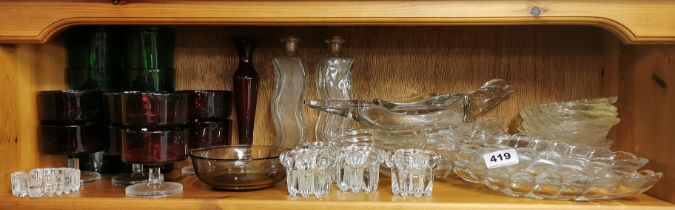 A group of glassware.