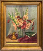 A large gilt framed oil on canvas, still life, signed L. Blindeman, frame size 89 x 99cm.