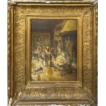 A framed 18th/19th C. oil on oak panel, frame size 49 x 56cm.