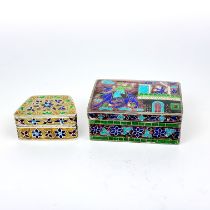 Two enamelled Eastern silver boxes ,largest 6 x 4.5 x 2.3cm.
