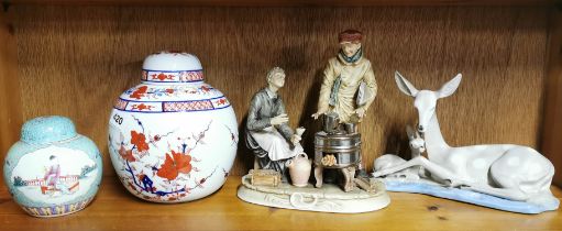 A group of four mixed porcelain items.