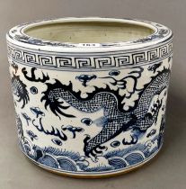 A 19th/ 20th C. large Chinese hand-painted porcelain fish bowl, Dia. 37cm. H. 28cm.