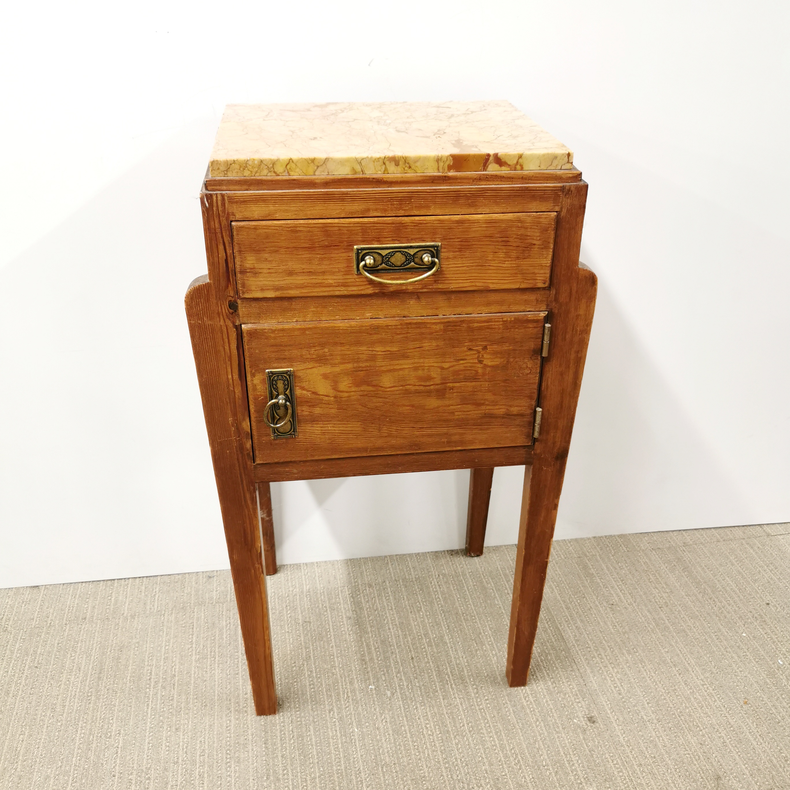 An Art Deco beechwood veneered cabinet with drop down front, 90 x 78 x 38cm. Together with an Art - Image 4 of 9