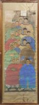 A large old Chinese framed ancestor painting, c.1900 frame 204 x 83cm.