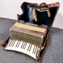 A vintage piano accordion.