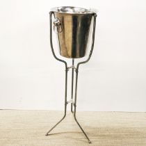 A contemporary ice bucket on stand, H. 76cm.