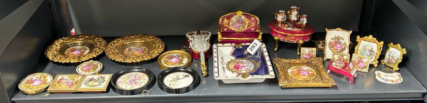 A collection of Limoges porcelain items and others, largest 16 x 13cm.