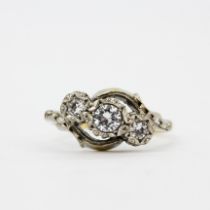 A vintage 9ct gold and platinum ring set with cubic zirconias, (L.5)