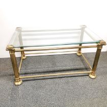 A metal and glass coffee table, 90 x 53 x 45cm.