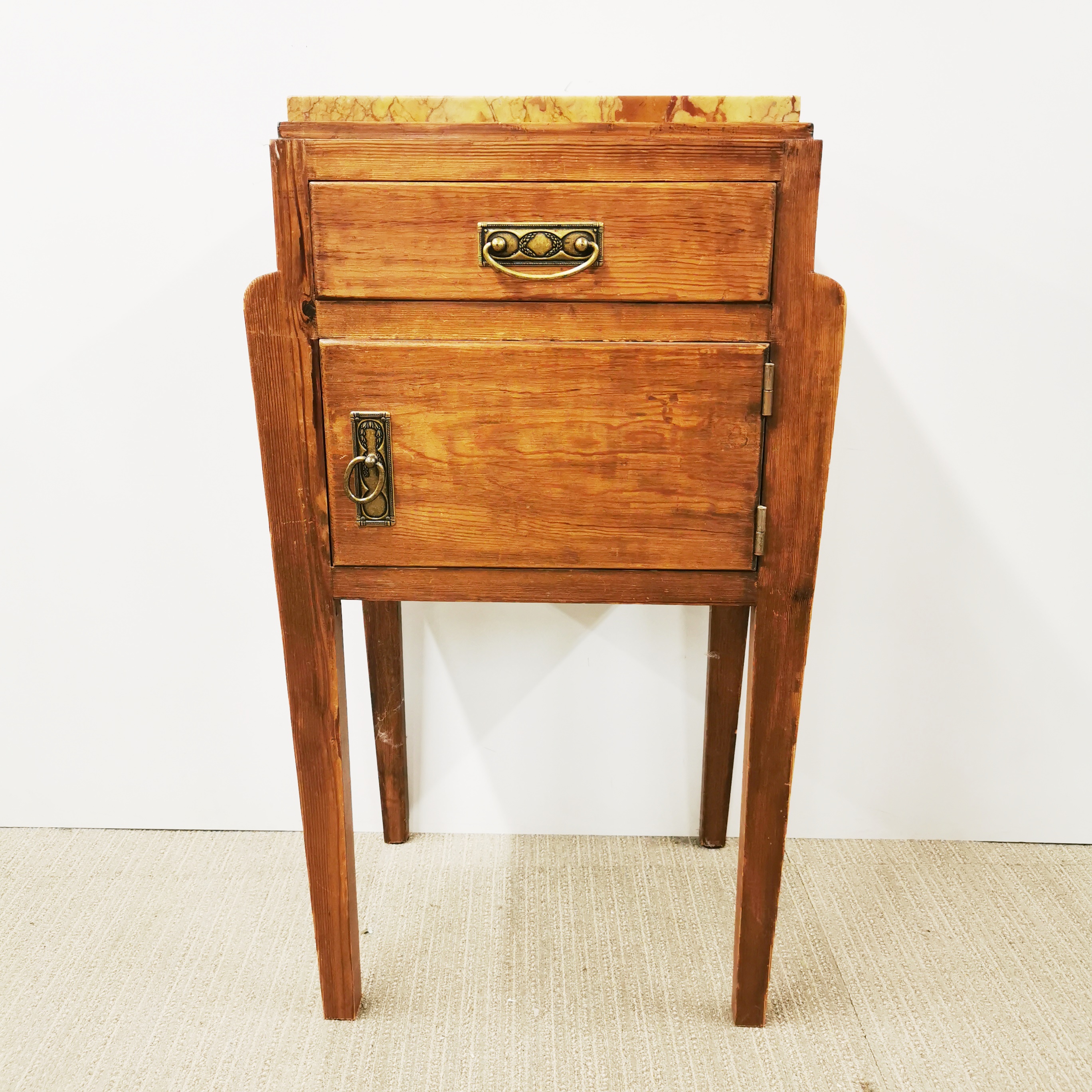 An Art Deco beechwood veneered cabinet with drop down front, 90 x 78 x 38cm. Together with an Art - Image 5 of 9